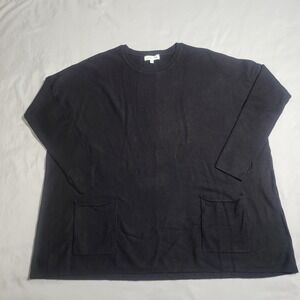 Grace & Lace Cashmere Black Sweater With Pockets Size Small/Medium